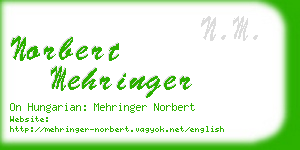 norbert mehringer business card